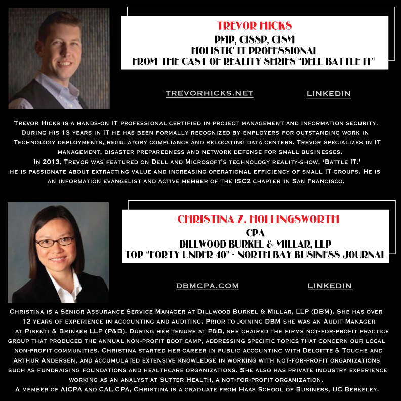 “One step ahead of creative fundraising” Learn about best-practices in accounting operating strategies for fundraising activities. “Value of financial statements in the non-profit world” why non-profits should look into having high quality financial statements. Workshops* lead by Teresa Bockwoldt, MS Taxation, MBA CIO & Co-Founder of Vibato LLC “Financial risk assessment” perform and actual risk assessment using your own data to determine your low, medium, & high risks “Segregation of duties analysis” perform an actual 930-point analysis of your staff’s activities to asses your conflicts & how to resolve Key note speaker: Sam Antar on the black arts of white collar crime how criminals charm & seduce their victims to line their own pockets. Sam Antar was the CFO of Crazy Eddie and helped mastermind one of the biggest securities frauds of the 1980’s. Antar avoided jail time only by cooperating with the FBI & SEC. 